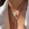 Simple Stainless Steel Necklace With Natural Baroque Pearl Zircon Geometric Pendant Electroplating