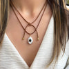 Simple Stainless Steel Necklace With Natural Baroque Pearl Zircon Geometric Pendant Electroplating