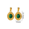 Simple Stainless Steel Oval Turquoise Totem Pendant Necklace For Women Electroplated Jewelry Accessories