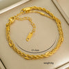 Simple Stainless Steel Rhombus Chain Bracelet Set For Unisex With 18K Gold Electroplating