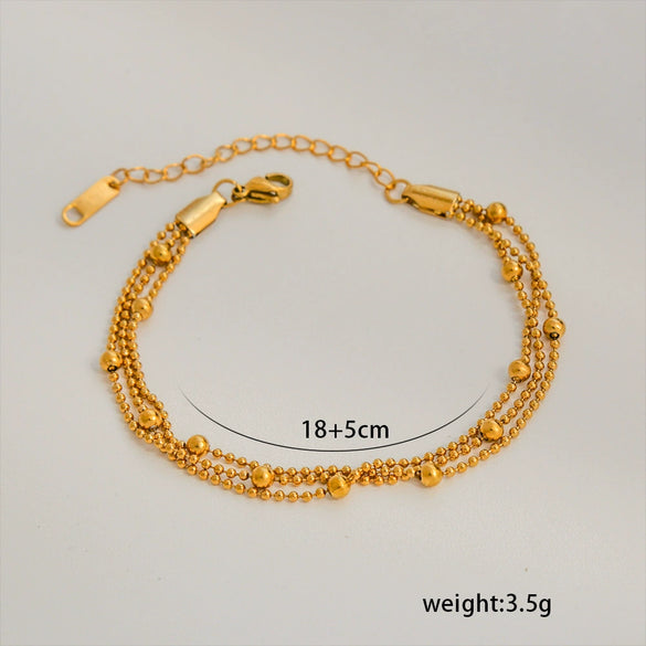 Simple Stainless Steel Rhombus Chain Bracelet Set For Unisex With 18K Gold Electroplating