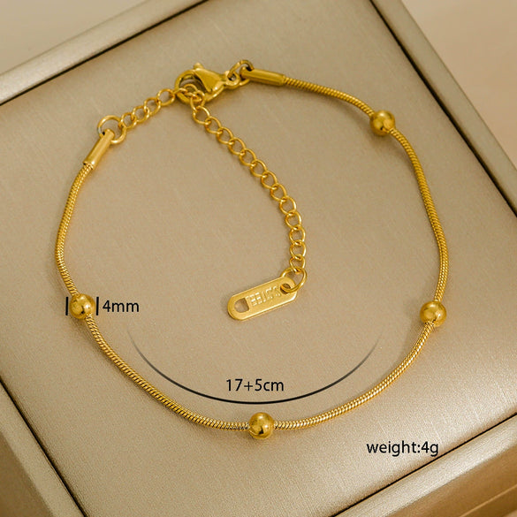 Simple Stainless Steel Rhombus Chain Bracelet Set For Unisex With 18K Gold Electroplating