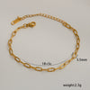Simple Stainless Steel Rhombus Chain Bracelet Set For Unisex With 18K Gold Electroplating