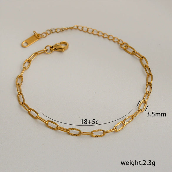 Simple Stainless Steel Rhombus Chain Bracelet Set For Unisex With 18K Gold Electroplating