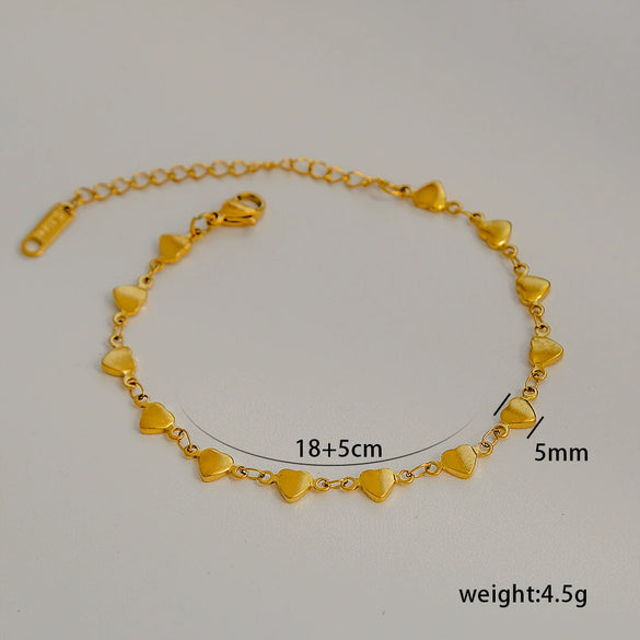 Simple Stainless Steel Rhombus Chain Bracelet Set For Unisex With 18K Gold Electroplating