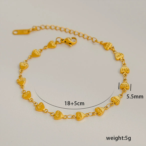 Simple Stainless Steel Rhombus Chain Bracelet Set For Unisex With 18K Gold Electroplating