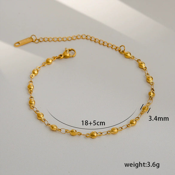 Simple Stainless Steel Rhombus Chain Bracelet Set For Unisex With 18K Gold Electroplating