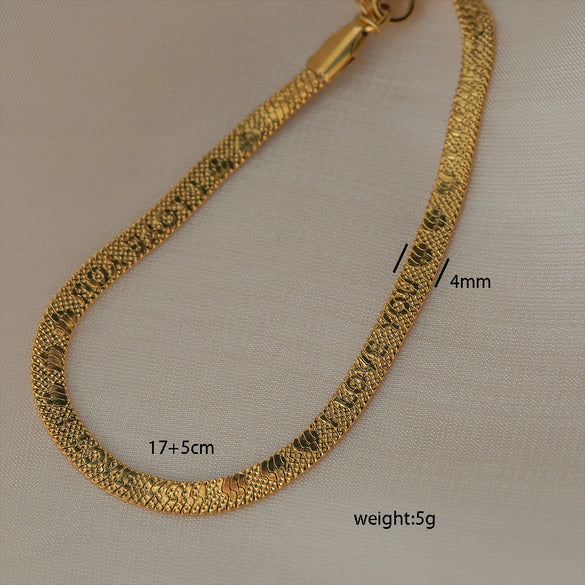 Simple Stainless Steel Rhombus Chain Bracelet Set For Unisex With 18K Gold Electroplating