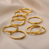 Simple Stainless Steel Ring With Gold Inlaid Letters Numbers Text For Men And Women