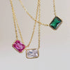 Simple Stainless Steel Square Zircon Tricolor Pendant Necklace With Geometric Pattern Plated 18K Gold On Ochain