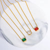 Simple Stainless Steel Square Zircon Tricolor Pendant Necklace With Geometric Pattern Plated 18K Gold On Ochain