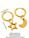 Simple Stainless Steel Stars And Moon Jewelry Set For Women With Electroplated Star Earrings And Moon Pendant Necklace