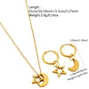 Simple Stainless Steel Stars And Moon Jewelry Set For Women With Electroplated Star Earrings And Moon Pendant Necklace