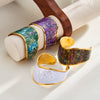 Simple Stainless Steel Wide Bangle Bracelet For Women With Shell Inlay And 18K Gold Plated Irregular Open Design