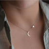Simple Star Moon Allmatch Pendant Necklace For Women Short Clavicle Chain Alloy Electroplated