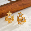 Simple Star Pattern Stainless Steel Adjustable Ring For Women With Electroplated Geometric Design Fashion Jewelry