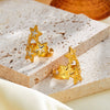 Simple Star Pattern Stainless Steel Adjustable Ring For Women With Electroplated Geometric Design Fashion Jewelry