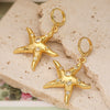 Simple Starfish Micropaved Copper Zircon Pendant Necklace And Earrings For Women