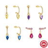 Simple 925 Sterling Silver Cshaped Geometric Style Water Drop Diamond Drop Earrings For Women