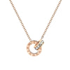 Simple Sterling Silver Geometric Double Ring Pendant Necklace With Electroplated Cross Chain