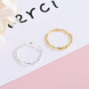 Simple Sterling Silver Geometric Wavy Woven Rope Open Ring With Thin Lines Adjustable Tail Design For Women