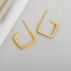 Simple Sterling Silver Irregular Geometric Square Earrings For Women Minimalist Silver Stud Earrings