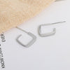 Simple Sterling Silver Irregular Geometric Square Earrings For Women Minimalist Silver Stud Earrings