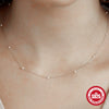 Simple 925 Sterling Silver Niche Design Four Claw Diamond Clavicle Chain With Geometric Pattern