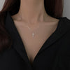 Simple 925 Sterling Silver Women's Cross Pendant Necklace With Cross Chain And Electroplating