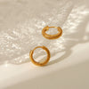Simple Stripe Touch Buckle Titanium Steel Earrings With Pvd Furnace Real Gold Electroplating