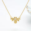 Simple Style Bee Sterling Silver Inlay Zircon Pendant Necklace