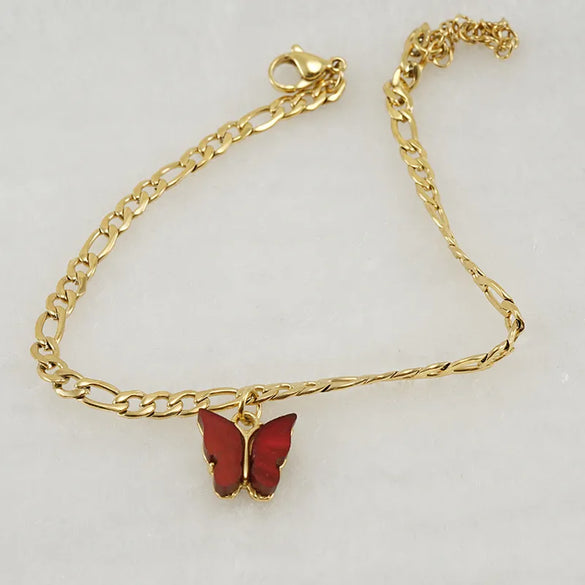 Wholesale Jewelry Simple Style Bow Knot 304 Stainless Steel Zircon 18K Gold Plated Plating Anklet