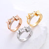 Simple Style Butterfly Stainless Steel Plating Inlay Zircon 24k Gold Plated Rings