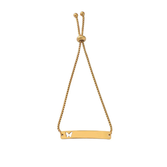 Simple Style Customization Laser Engraving Butterfly Titanium Steel 18K Gold Plated Bracelets In Bulk