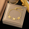 Simple Style Butterfly 304 Stainless Steel 18K Gold Plated Artificial Rhinestones Bracelets In Bulk