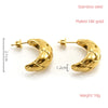 1 Pair Simple Style C Shape Plating 304 Stainless Steel 18K Gold Plated Ear Studs