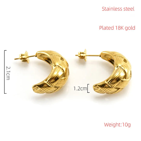 1 Pair Simple Style C Shape Plating 304 Stainless Steel 18K Gold Plated Ear Studs