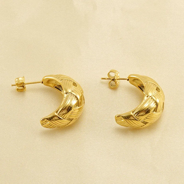 1 Pair Simple Style C Shape Plating 304 Stainless Steel 18K Gold Plated Ear Studs