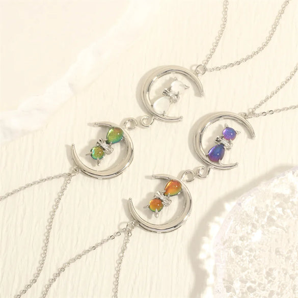 Simple Style Cat Copper Plating Inlay Zircon 18k Gold Plated Pendant Necklace