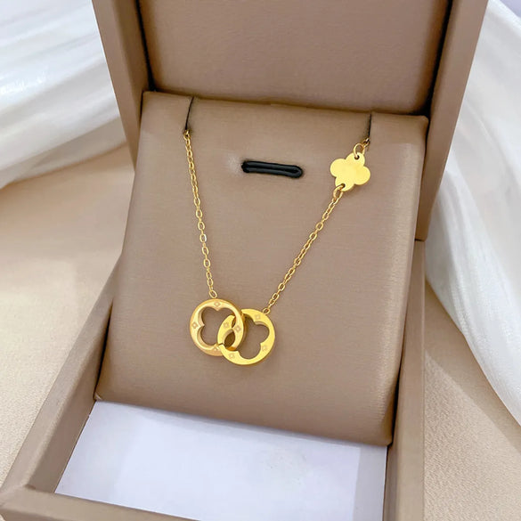 Simple Style Circle Letter Butterfly Titanium Steel Plating Inlay Rhinestones Necklace