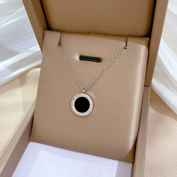 Simple Style Circle Letter Butterfly Titanium Steel Plating Inlay Rhinestones Necklace