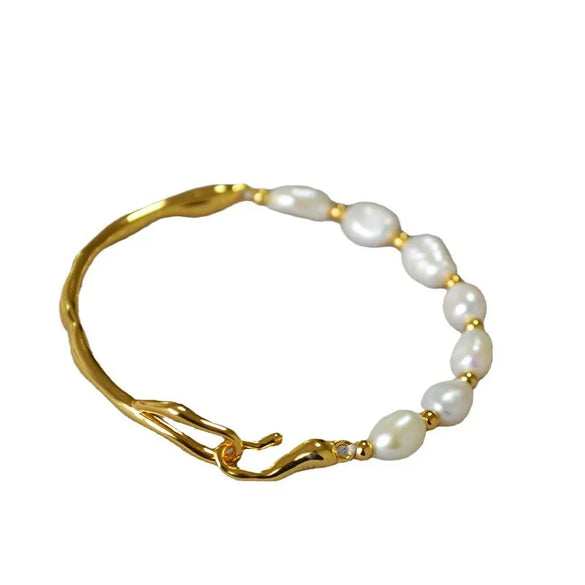 Simple Style Classic Style Color Block Imitation Pearl Brass Wholesale Bracelets