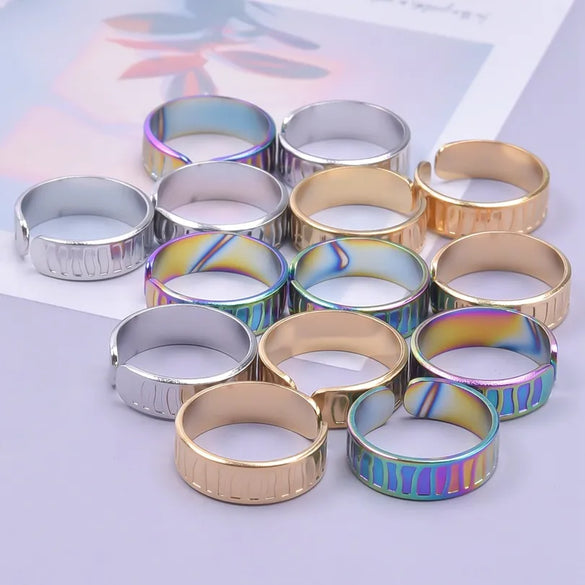 Wholesale Jewelry Simple Style Classic Style Color Block 304 Stainless Steel 18K Gold Plated Asymmetrical Polishing Rings