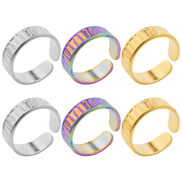Wholesale Jewelry Simple Style Classic Style Color Block 304 Stainless Steel 18K Gold Plated Asymmetrical Polishing Rings