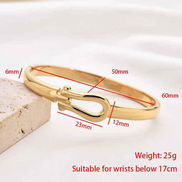 Simple Style Classic Style Commute Geometric Lines Titanium Steel Gold Plated Bangle In Bulk
