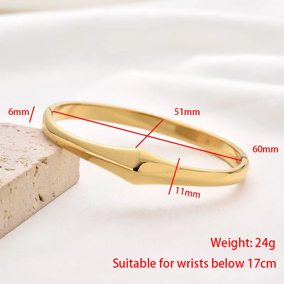 Simple Style Classic Style Commute Geometric Lines Titanium Steel Gold Plated Bangle In Bulk