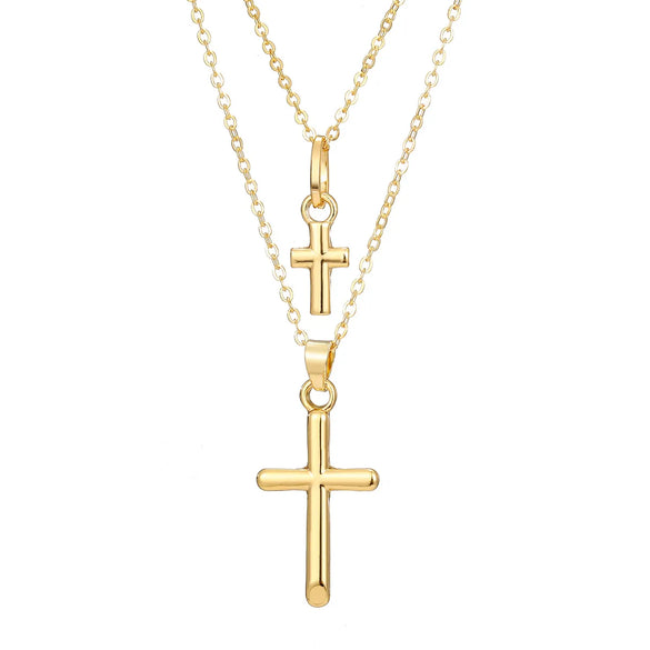 Simple Style Classic Style Cross Alloy Wholesale Layered Necklaces
