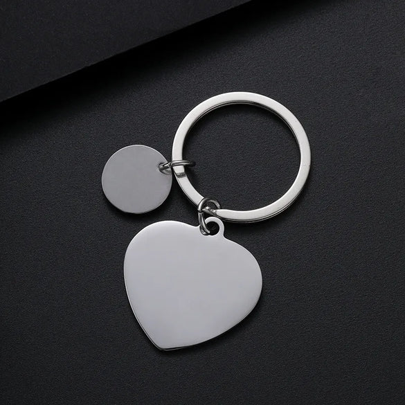 Simple Style Classic Style Customization Laser Engraving Heart Shape 201 Stainless Steel Plating Unisex Bag Pendant Keychain
