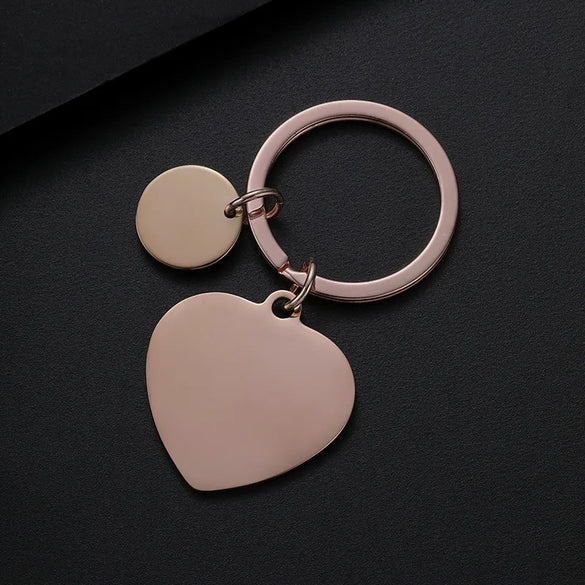 Simple Style Classic Style Customization Laser Engraving Heart Shape 201 Stainless Steel Plating Unisex Bag Pendant Keychain