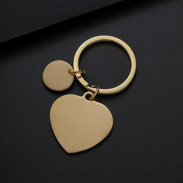 Simple Style Classic Style Customization Laser Engraving Heart Shape 201 Stainless Steel Plating Unisex Bag Pendant Keychain